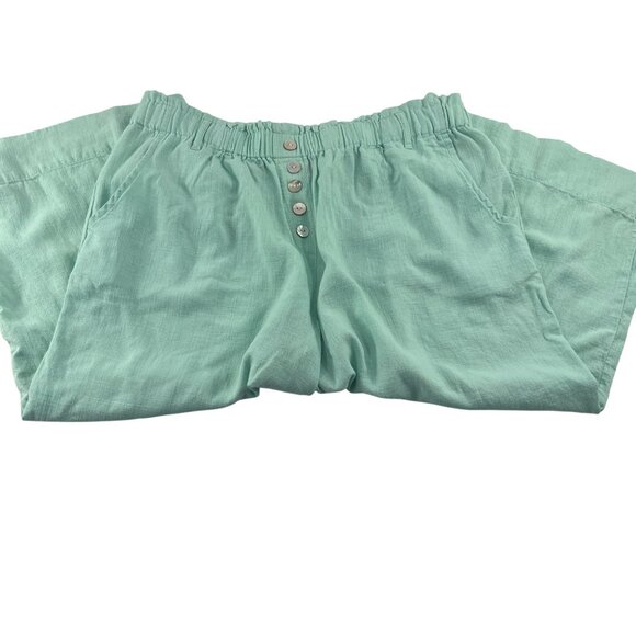Ruby Rd. Petite Womens Pull-On Capri Pants PL Linen Blend Mint Green - Picture 1 of 5